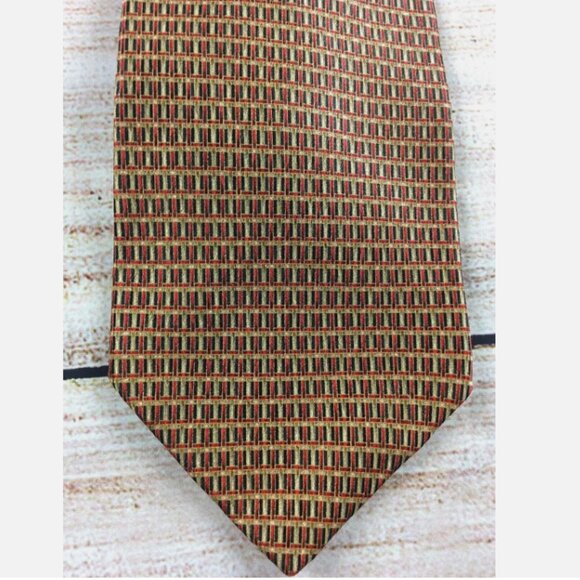 Vintage Today's Man Necktie 100% Silk Gold Check Plaid Made in USA - Picture 2 of 4